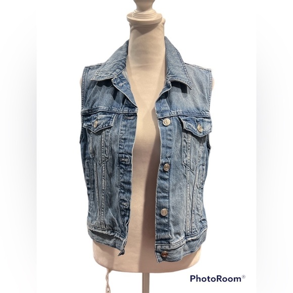 J. Crew Denim Sleeveless Jean Button Front Vest Size Small - Picture 1 of 7